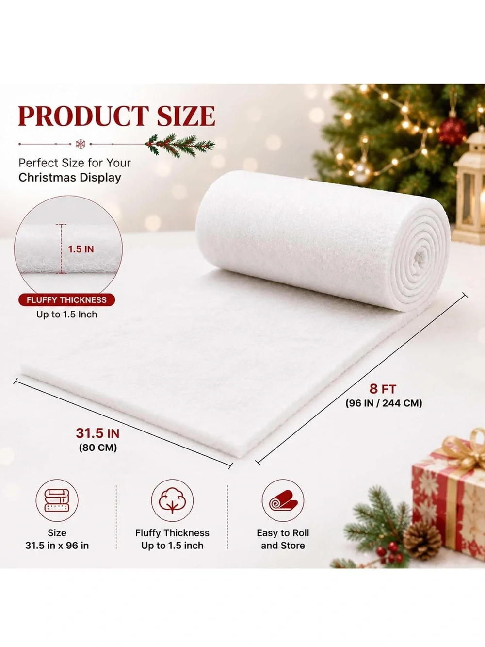 Christmas snow blanket 2 pack 96”x31.5” large fake snow mat
